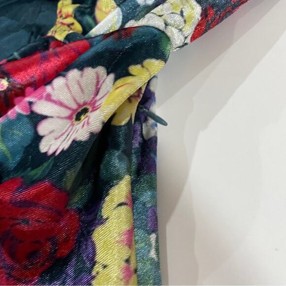 Revolve Rococo Sand Tallia Velvet Floral Ruched Mini Dress in Deep Green Size M - Picture 7 of 11